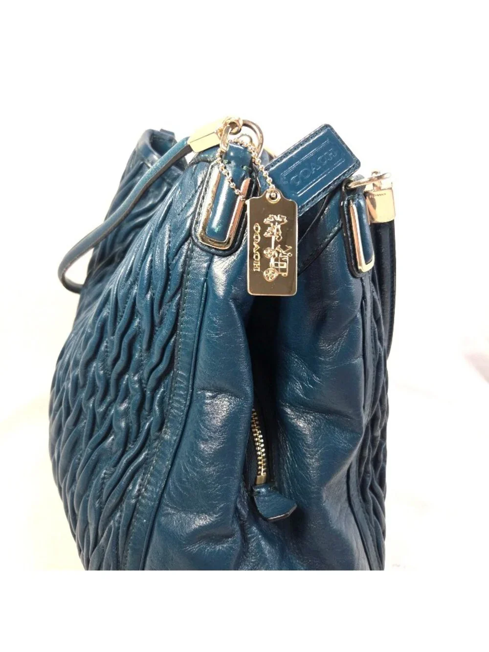 Coach 2013 Teal Madison Phoebe Gathered Twist Leather Shoulder Bag  No. 26257